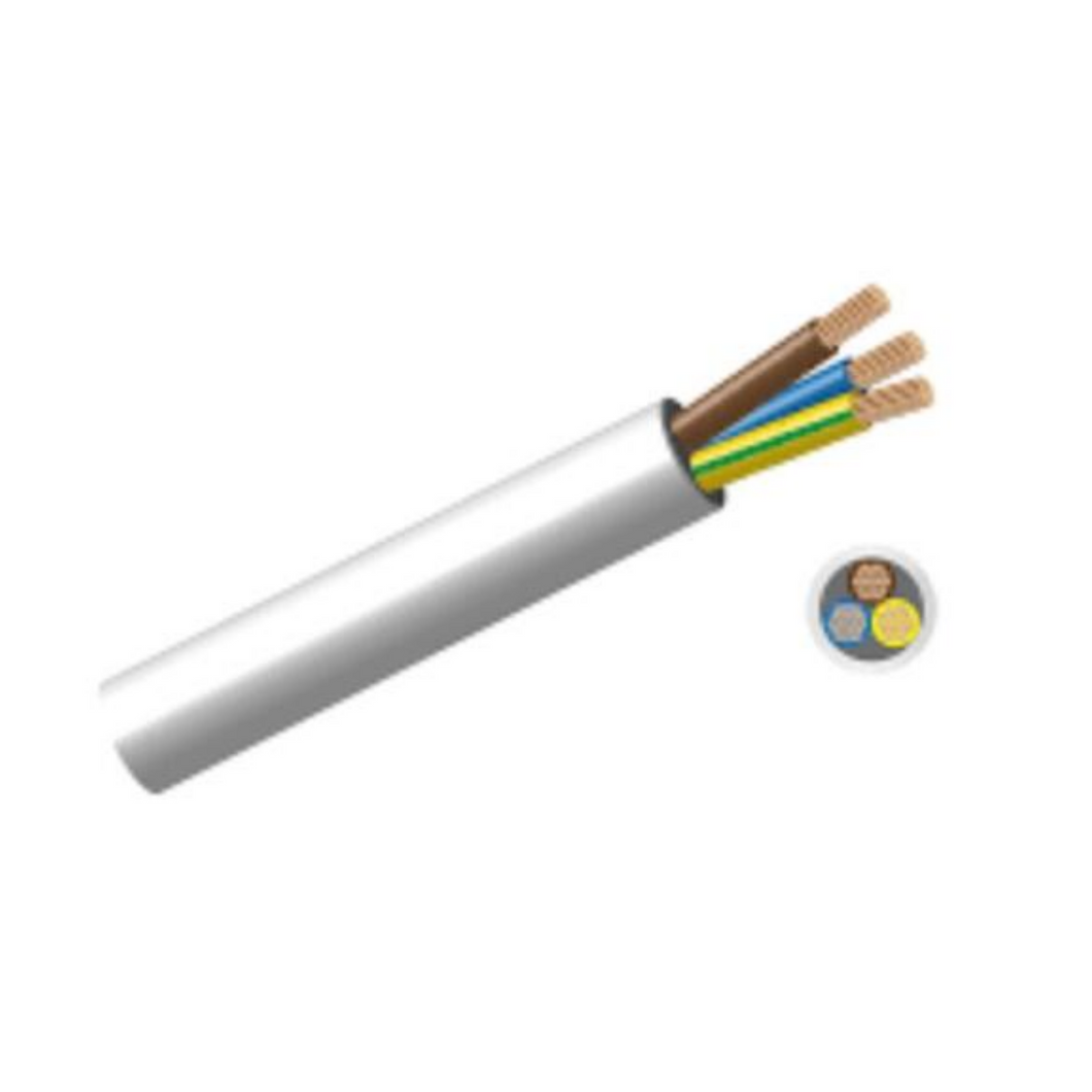 CABLE CABTYRE - 2.5mm 3 Core White /100m