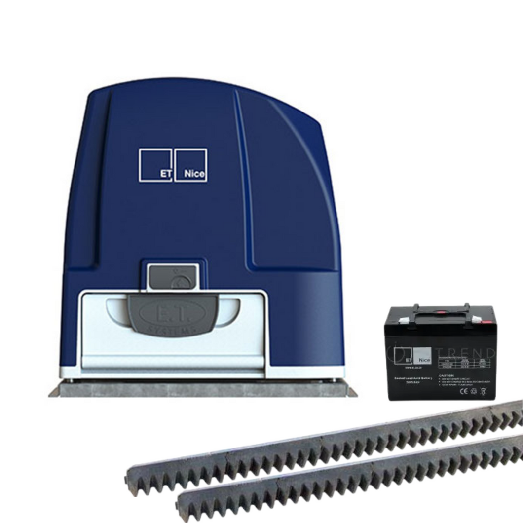 ET Drive 1000 Gate Motor Kit 2x2m Steel Rack No TX