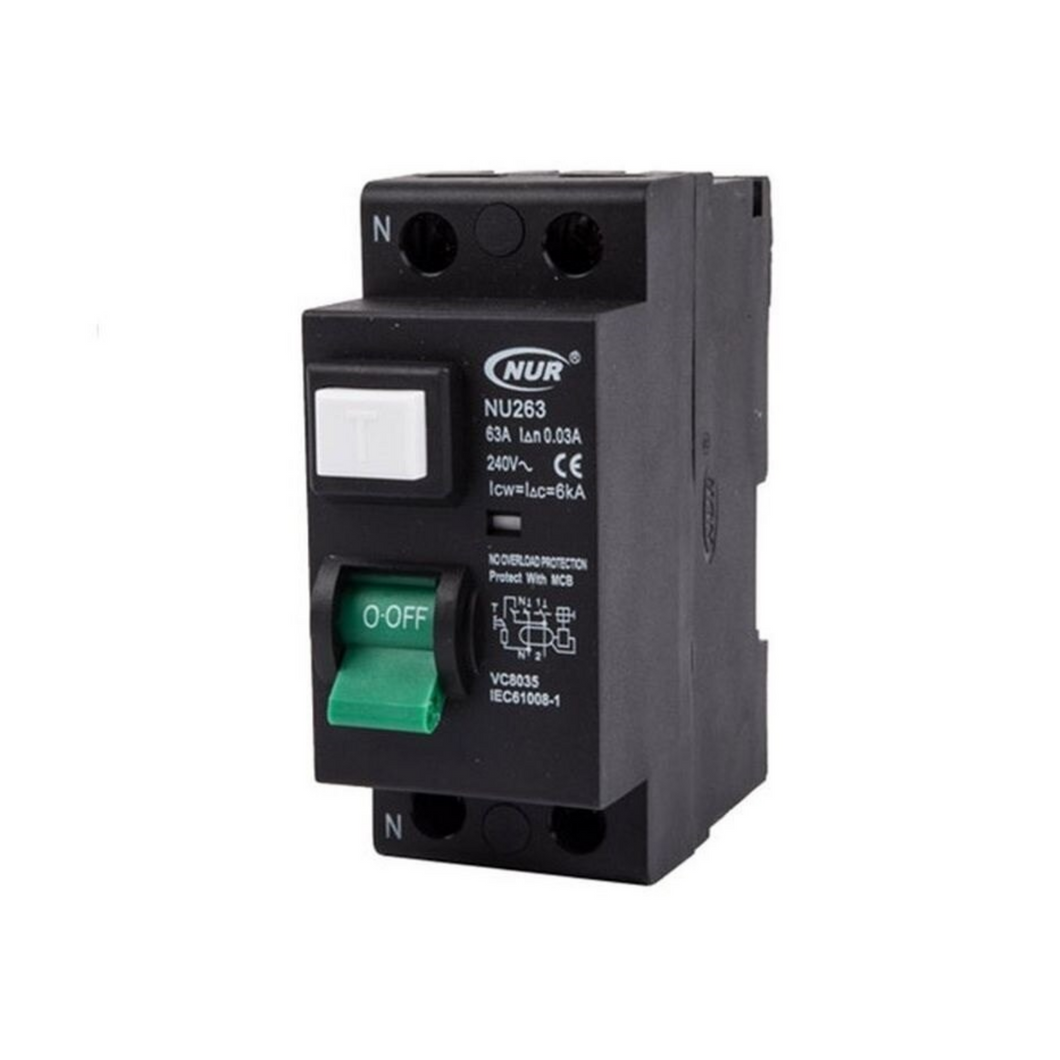 NUR - MINI RAIL 63A SP EARTH LEAKAGE