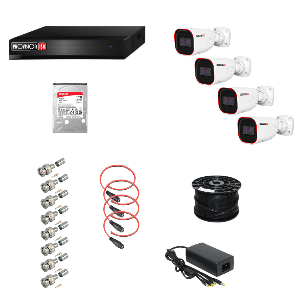PROVISION - 4CH DVR KIT 1x1TB HDD 4XBullet 5A PSU – Security Superstore