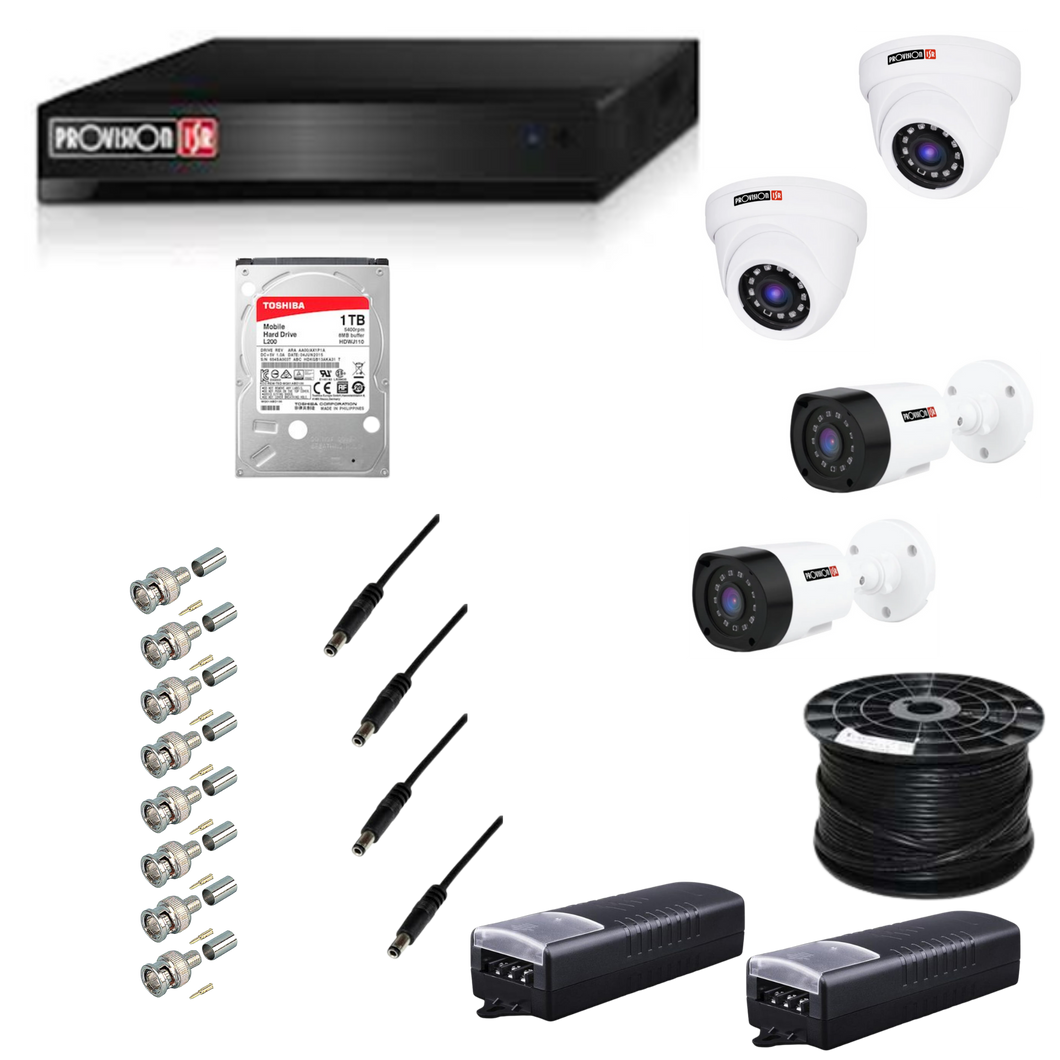 PROVISION - 8CH DVR KIT 1x1TB HDD 2XBullet 2XDome PSU+Powax