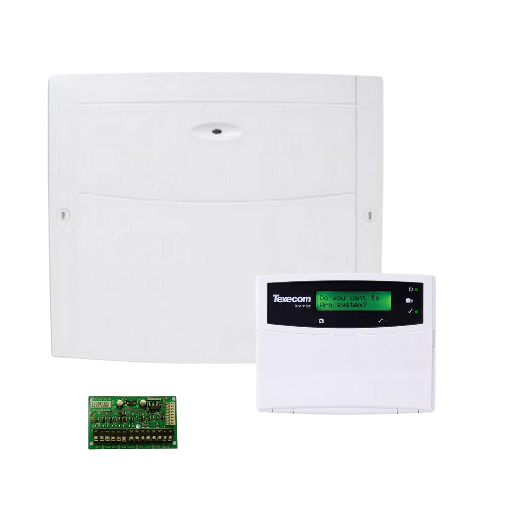 Texecom Premier832Kit,8ZKey,20va, batt,2xFlipX,2xmag/pan,sir